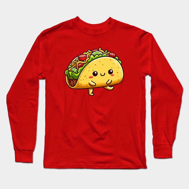 cute taco friendly food cartoon Long Sleeve T-Shirt by fikriamrullah